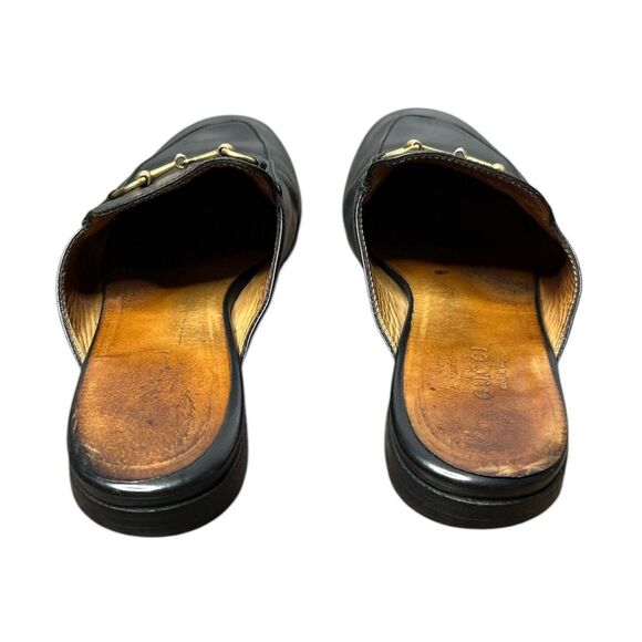 Gucci Princetown Horsebit Loafer Mule Size 37.5 Black Leather Buckle Slippers - Picture 5 of 7